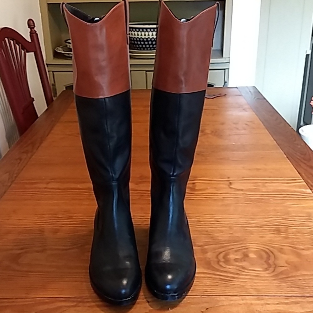 Halston Heritage Black and Brown Heeled Boots